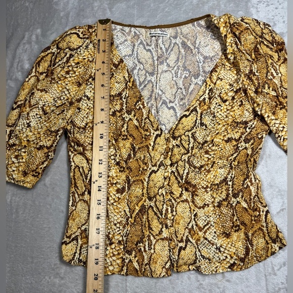 Reformation Eliana Boa Snakeskin Animal Print V Neck Button Front Blouse Small - Picture 8 of 16